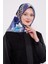 Lacivert Dama Desen Twill Ipek Eşarp 3