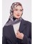 Gümüş Çiçek Desen Twill Ipek Eşarp 2