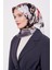 Gümüş Çiçek Desen Twill Ipek Eşarp 3