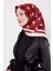 Bordo-Siyah Papatya Desen Twill Ipek Eşarp 1