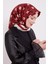 Bordo-Siyah Papatya Desen Twill Ipek Eşarp 2