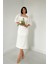 Ekru Incili Tül Detay Elbise 1