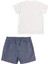 Nakış Detaylı Beyaz Tişört - Şort Erkek Bebek Ikılı Takım 4