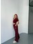 Munn Collection Osy Modal Yumuşak Dokulu Kumaş Nakış Işlemeli Rahat Bol Paça Eşofman Pantalon - Bordo 3