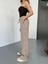 Munn Collection Osy Modal Yumuşak Dokulu Kumaş Nakış Işlemeli Rahat Bol Paça Eşofman Pantalon - Bej 3