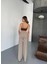 Munn Collection Osy Modal Yumuşak Dokulu Kumaş Nakış Işlemeli Rahat Bol Paça Eşofman Pantalon - Bej 2