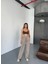 Munn Collection Osy Modal Yumuşak Dokulu Kumaş Nakış Işlemeli Rahat Bol Paça Eşofman Pantalon - Bej 4