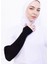 Parmak Geçmeli Likralı Kolluk Siyah - Kadın Tesettür Düz Namaz Kolluğu 1 Çift Viskon Hijab 5