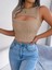 Munn Collection Kadın Askılı Bisiklet Yaka Güpüs Dekolteli Triko Crop Bluz 1
