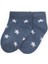 Yıldız Desenli Bebe Patik Çorabı 0-4 Yaş Indigo Mavi 1