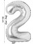Folyo Balon 2 Rakamı Helyum Balon 36 cm Gümüş Renk - 2 Yaş Balonu - 2 Rakam Balon - 16 Inch 1