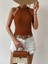 Munn Collection Kadın Kolsuz Halter Yaka Mini Baklava Desenli Triko Bluz 4
