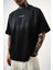 Erkek Res Studio Yazılı Oversize T-Shirt Siyah 4