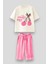 Kız Çocuk Pamuklu Kiraz Desenli T-Shirt ve Pembe Çizgili Bermuda Takım 1