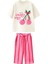 Kız Çocuk Pamuklu Kiraz Desenli T-Shirt ve Pembe Çizgili Bermuda Takım 2