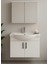 Nova 80 cm %100 Mdf Beyaz Renkli, Oval Seramik Lavabolu, Banyo Dolabı Takımı – Aynalı Üst Modül, Yavaş Kapanır Menteşe 1