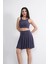 Munn Collection Sendy Kumaş Bisiklet Yaka Crop Şortlu Etek Ikili Takım - Antrasit 4