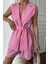 Munn Collection Keten Yelek - Şort Takım - Pembe 3