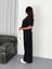 Osy Modal Yumuşak Dokulu Kumaş Bisiklet Yaka T-Shirt Bol Paça Pantalon Ikili Takım -Siyah 3