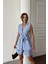 Munn Collection Keten Yelek - Şort Takım - Mavi 2