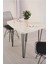 Beyaz Mermer Desen 70X80 cm Ferforje Tel Ayak Ahşap Tek Masa 1