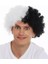 Siyah Beyaz Kıvırcık Afro Bonus Taraftar Peruğu 1