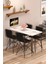 Cosargroup Yemek Masa Takımı Mutfak Masası Sırt Minderli 4 Adet Tel Sandalye 1 Adet Masa 60X120 Beyaz Gri 1