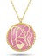 Gümüş Gold Pembe Sedef Taşlı Anne Çocuk Sevgisi Kolye 1