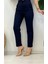 Lacivert Yüksek Bel Krep Kumaş Havuç Pantolon 4