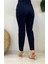 Lacivert Yüksek Bel Krep Kumaş Havuç Pantolon 5