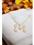 18K Altın Kaplama Huggie Sallantılı Mini Tasarım Çelik Küpe ve Kolye Set 1
