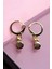 18K Altın Kaplama Huggie Sallantılı Mini Tasarım Çelik Küpe ve Kolye Set 4