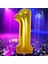 Gold 1 Rakam Folyo Balon Uçan Balona Helyum Gazına Uygun Yüksek Kalite 1 Metre Gold 1 Rakam Balon 1