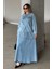 Çiçek Aplikeli Etek Ceket Denim Takım Mavi 9346-TK 1