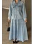 Çiçek Aplikeli Etek Ceket Denim Takım Mavi 9346-TK 2