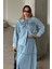 Çiçek Aplikeli Etek Ceket Denim Takım Mavi 9346-TK 4