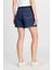 %100 Pamuk Regular Fit Normal Kesim Koyu Mavi Denim Şort 4