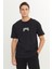 %100 Pamuk Relaxed Fit Geniş Kesim Bisiklet Yaka Siyah Tişört 1