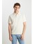 Regular Fit Normal Kesim Ekru Polo Yaka Tişört 1