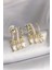 Pirinç Gold Renk Inci Detay Sallantı Zirkon Taşlı Kadın Küpe - TJ-BKP9784 1
