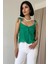 Munn Collection Yeşil Bağcıklı Brode Bluz 2