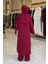 Düğmeli Cepli Tunik ve Pantolon Ikili Takım 8682 Bordo 2