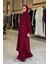 Düğmeli Cepli Tunik ve Pantolon Ikili Takım 8682 Bordo 3