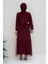 Incili Abaya ve Elbise Takım 8491 Bordo 3