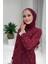 Incili Abaya ve Elbise Takım 8491 Bordo 4