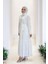 Incili Abaya ve Elbise Takım 8491 Ekru 2