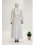 Incili Abaya ve Elbise Takım 8491 Ekru 3
