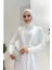 Incili Abaya ve Elbise Takım 8491 Ekru 4