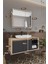 Lale 100 cm %100 Mdf Lavabolu Banyo Dolabı + Aynalı Dolap 5
