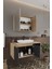 Lale 90 cm %100 Mdf Lavabolu Banyo Dolabı + Aynalı Dolap 4